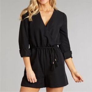 LAUREN JAMES NWT Adalea Romper Tie Waist Women's Small Black